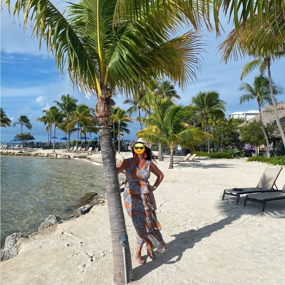 Traffic People Blue and Orange Maxi Sundress